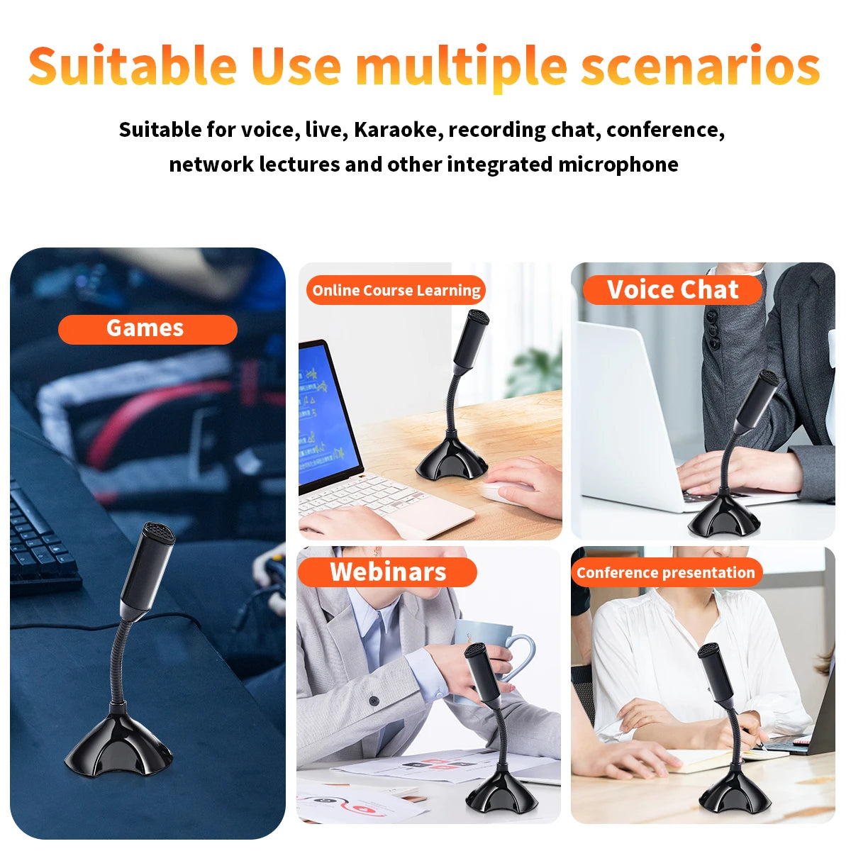 USB Microphone for laptop and Computers Adjustable Studio Singing Gaming Streaming Mikrofon Stand Mic With Holder Desktop