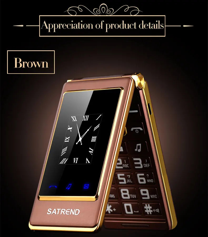 UNIWA A15 Senior Push-Button Loud Cellphone GSM Flip Mobile Phone Dual Screen Dual Sim Russian Hebrew Keyboard Clamshell Phone