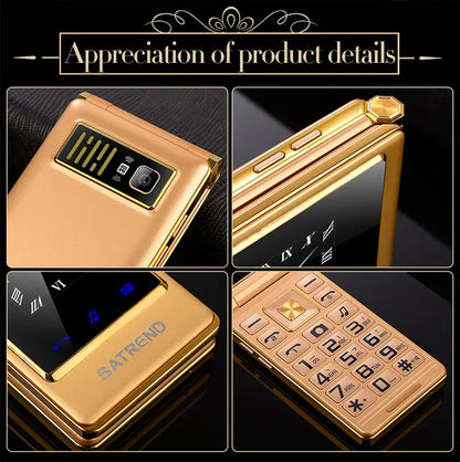 UNIWA A15 Senior Push-Button Loud Cellphone GSM Flip Mobile Phone Dual Screen Dual Sim Russian Hebrew Keyboard Clamshell Phone