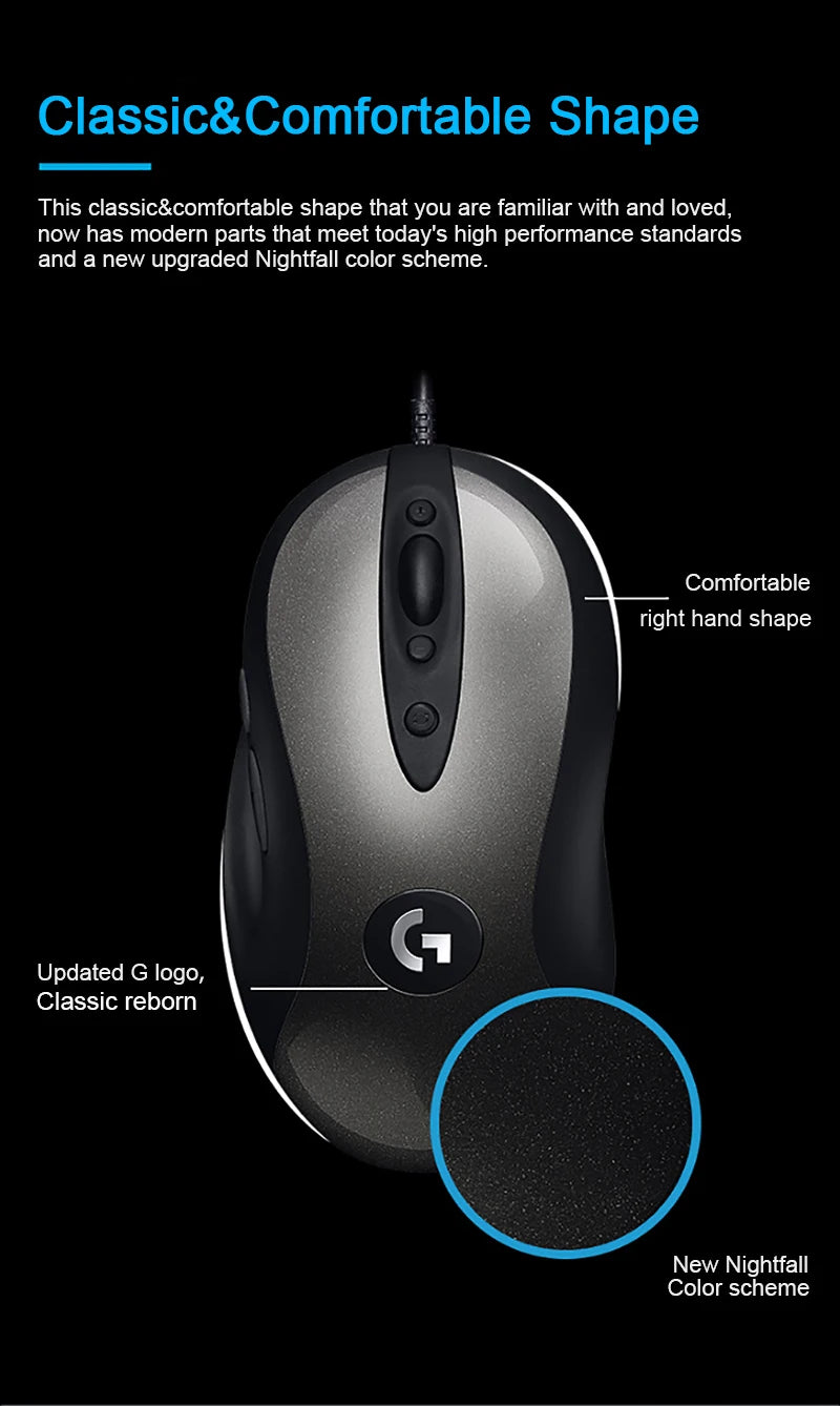 Logitech MX518 Wired Mouse Mechanical Gaming Mouse Ergonomic Office Gaming Silent Mouse USB Optical