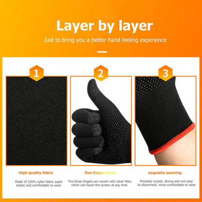 2pcs Hand Cover Game Controller for PUBG Sweat Proof Non-Scratch Sensitive Touch Screen Gaming Finger Thumb Sleeve Gloves