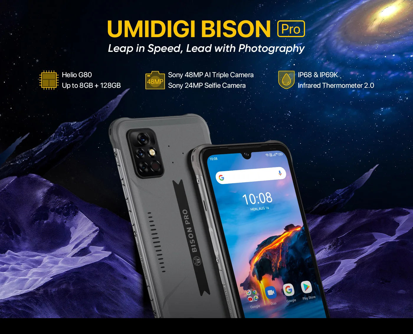 In Stock UMIDIGI BISON Pro Global Version Smartphone NFC 128GB IP68/IP69K Helio G80 48MP Camera 6.3"FHD Screen 5000mAh Cellphone