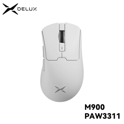 Delux M900 Wireless Gaming Mouse Ergonomic PAW3311 63g Magnetic RGB Charging Dock for Right Big Hand PC Gamer