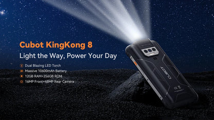 Cubot Waterproof Rugged Android Smartphone KingKong 8, 12GB RAM(6GB+6GB), 256GB ROM, 10600mAh, NFC, Octa-core, 4G Phone, OTG