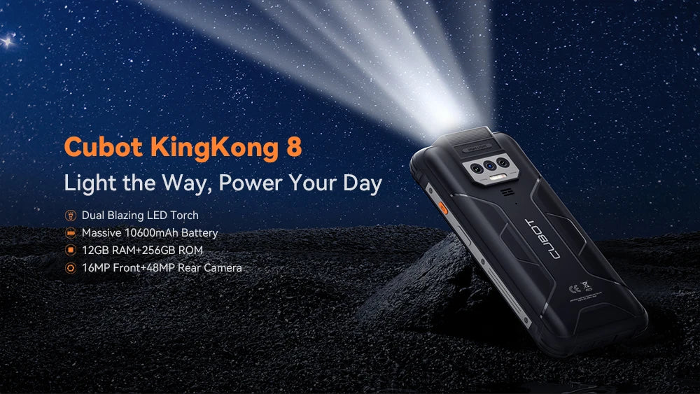 Cubot King Kong 8, Waterproof IP68/IP69K, 12GB RAM (6GB+6GB), 256GB ROM, NFC, 10600mAh Massive Battery, Octa-core, Add to Cart