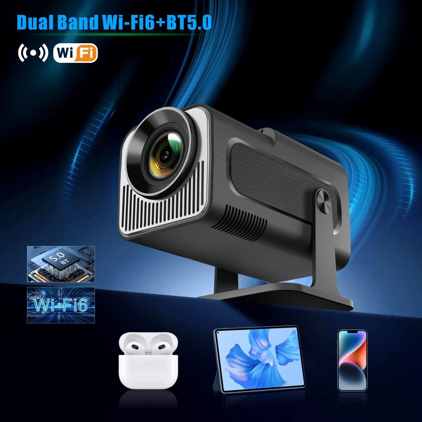 Salange HY320mini Smart Projector Android 11.0 Portable WIFI Bluetooth Home Cinema 720P for SAMSUNG Apple Outdoor 1080P 4K Movie