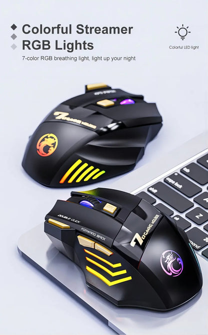 Wireless Bluetooth Mouse Wireless Mouse Rechargeable 7 Button RGB Gaming Mouse Gamer Ergonomic Mause LED Backlit PC Silent Mice