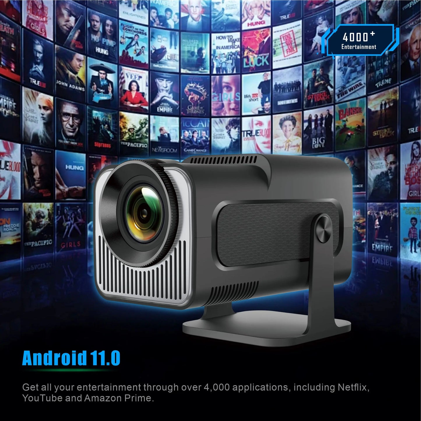 Salange HY320mini Smart Projector Android 11.0 Portable WIFI Bluetooth Home Cinema 720P for SAMSUNG Apple Outdoor 1080P 4K Movie