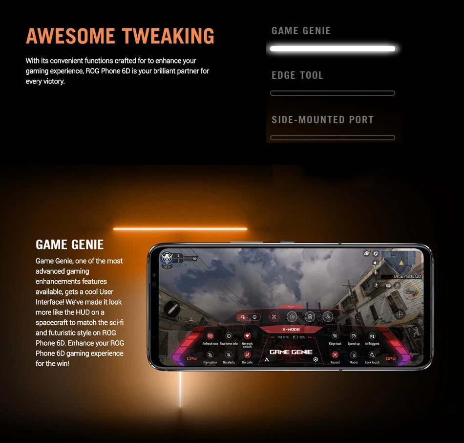 ASUS ROG 6D/6D Ultimate Smartphone MediaTek Dimensity 9000+ 165Hz E-Sports Screen 6000mAh Battery Fast charging ROG Phone