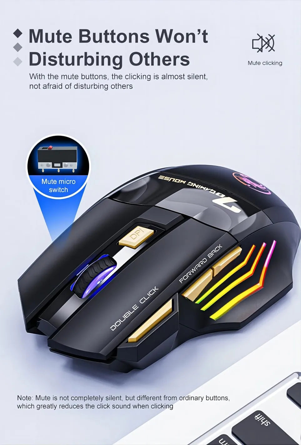 Wireless Bluetooth Mouse Wireless Mouse Rechargeable 7 Button RGB Gaming Mouse Gamer Ergonomic Mause LED Backlit PC Silent Mice