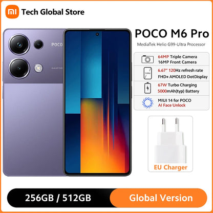 POCO M6 Pro Smartphone Global Version MediaTek Helio G99 Ultra 6.67" 120Hz AMOLED Display 64MP Triple Camera 67W Turbo Charging