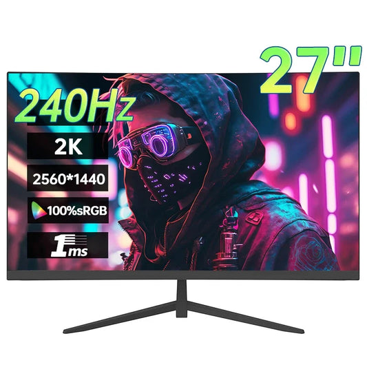 27 Inch 2K 240Hz Desktop Monitor 2560*1440 HDR 100%SRGB 1MS Freesync Game Computer Display IPS VA Curved Straight Screen HDMI/DP