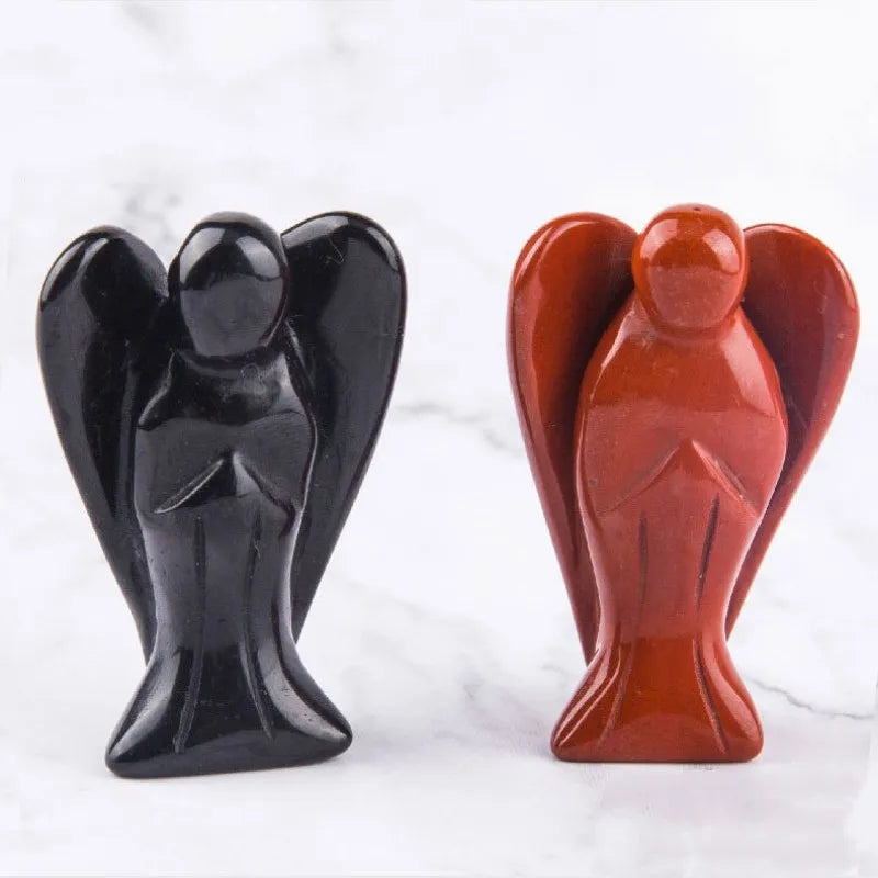 1.5inch Angel Statue Stone Carving Natural Jade Crystal Reiki Healing Statue Home Decor Crystal Angel Carving Pieces Craft Gifts