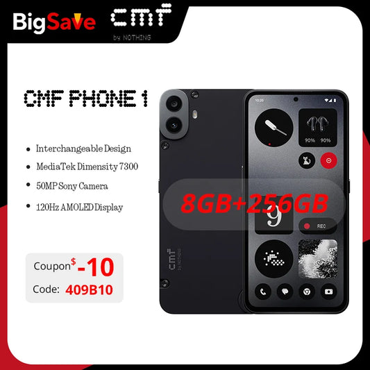 Global Version CMF Phone 1 6.67” AMOLED display 120Hz Mediatek Dimensity 7300 5G  50MP 5,000 mAh IP52 33W fast charging Phone1