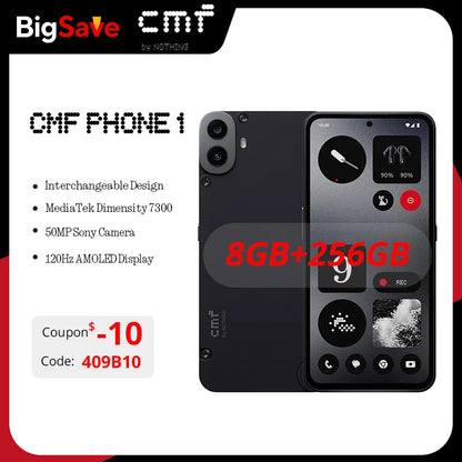 Global Version CMF Phone 1 6.67” AMOLED display 120Hz Mediatek Dimensity 7300 5G  50MP 5,000 mAh IP52 33W fast charging Phone1