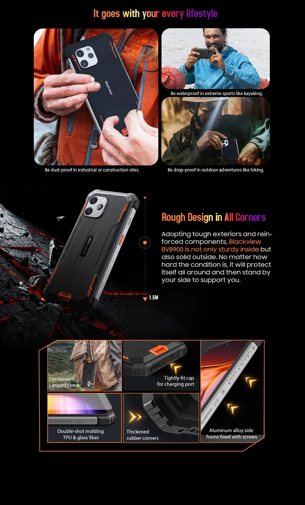 Blackview BV8900 Rugged Phone Thermal By FLIR® Camera Android 13 16GB 256 GB Mobile Phone 10000mAh 33W Fast Charge Cellphone