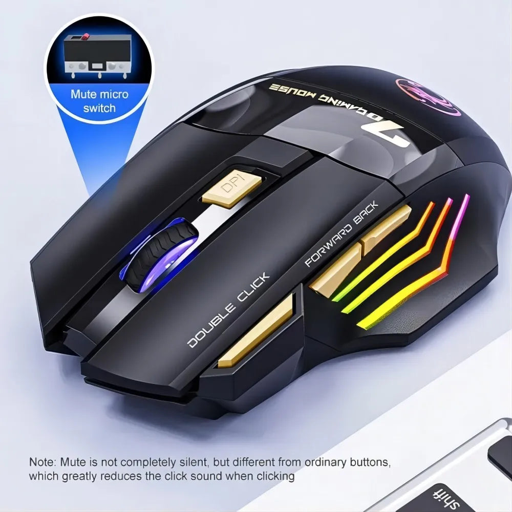 Wireless Bluetooth Mouse Wireless Mouse Rechargeable 7 Button RGB Gaming Mouse Gamer Ergonomic Mause LED Backlit PC Silent Mice