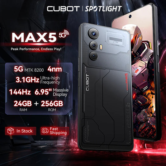 [World Premiere] CUBOT MAX 5, Android Smartphone 5G, Dimensity 8200, 6.95" 144Hz Large Screen, 24+256GB,Gaming Phone,Add to Cart