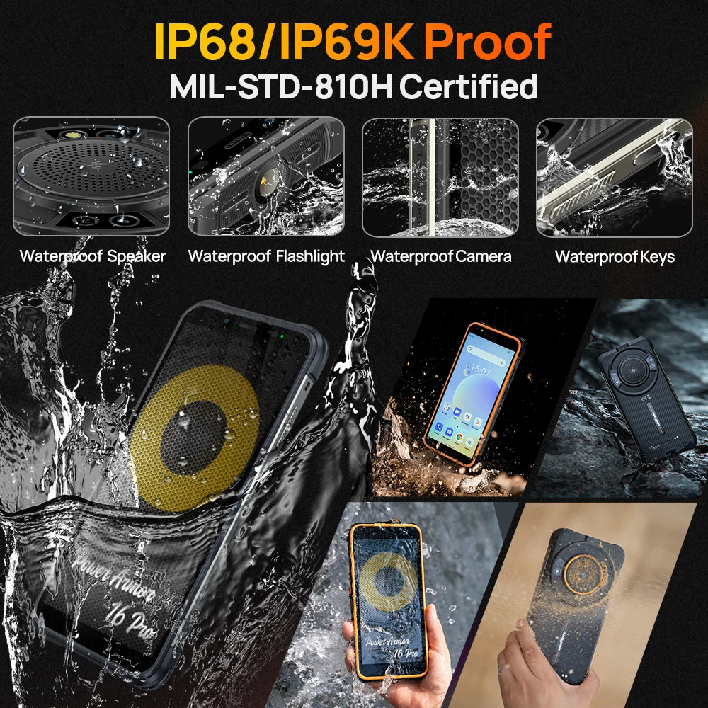 【World Premiere】Ulefone Power Armor 16S Rugged Waterproof Smartphone NFC 16GB+128GB 50MP Camera 9600mAh Android 13 Phone Global