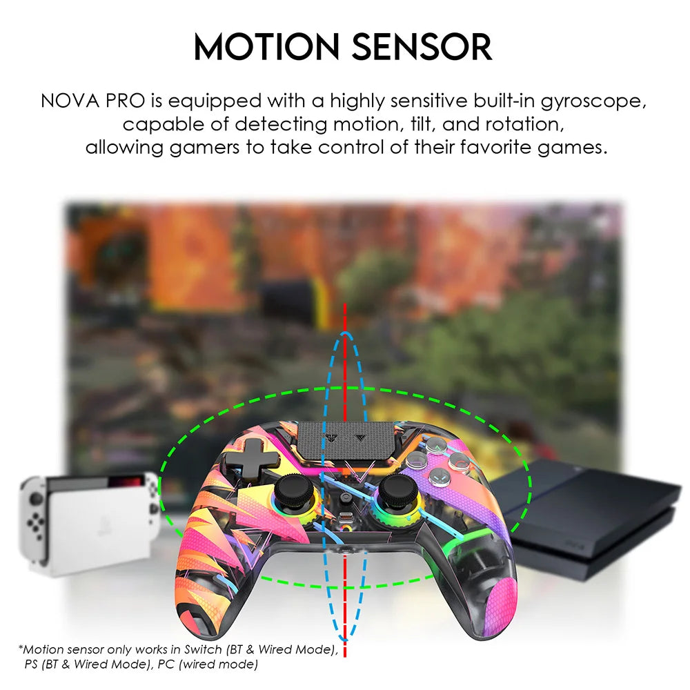 FANTECH NOVA PRO WGP14V2 Gaming Controller Anti-Drift Hall Effect Sticks and Force-switchable Tirgger Wireless Gamepad for PS4