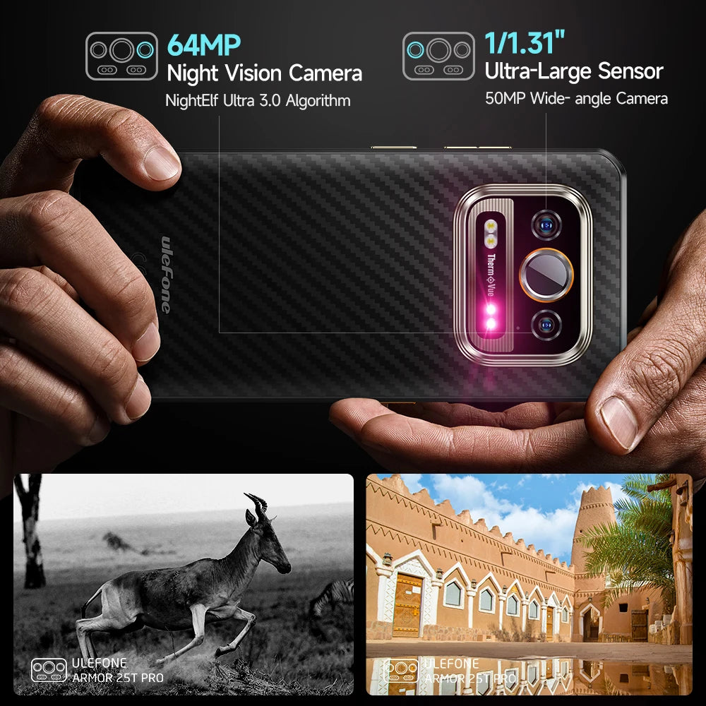 【World Premiere】Ulefone Armor 25T Pro 5G  Thermal Imaging Rugged Phone  Android 14 33W 50MP+64MP NFC Waterproof Smartphone