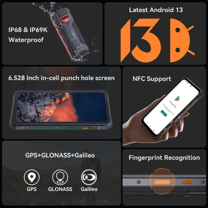 Cubot Waterproof Rugged Android Smartphone KingKong 8, 12GB RAM(6GB+6GB), 256GB ROM, 10600mAh, NFC, Octa-core, 4G Phone, OTG