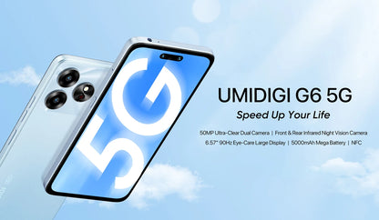 [NEW 5G] UMIDIGI G6 5G Smartphone 5G Android 13 Dimensity 6100+ 6+6GB 128GB 6.57” 90Hz 50MP Ultra-Clear Eye-Care Dual Camera NFC