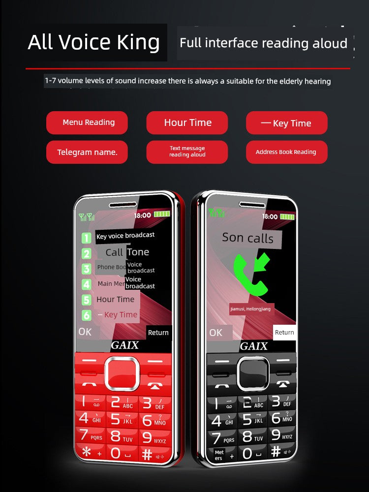 Voice Broadcast One-Click Dial Telecom Version Phone for the Elderly