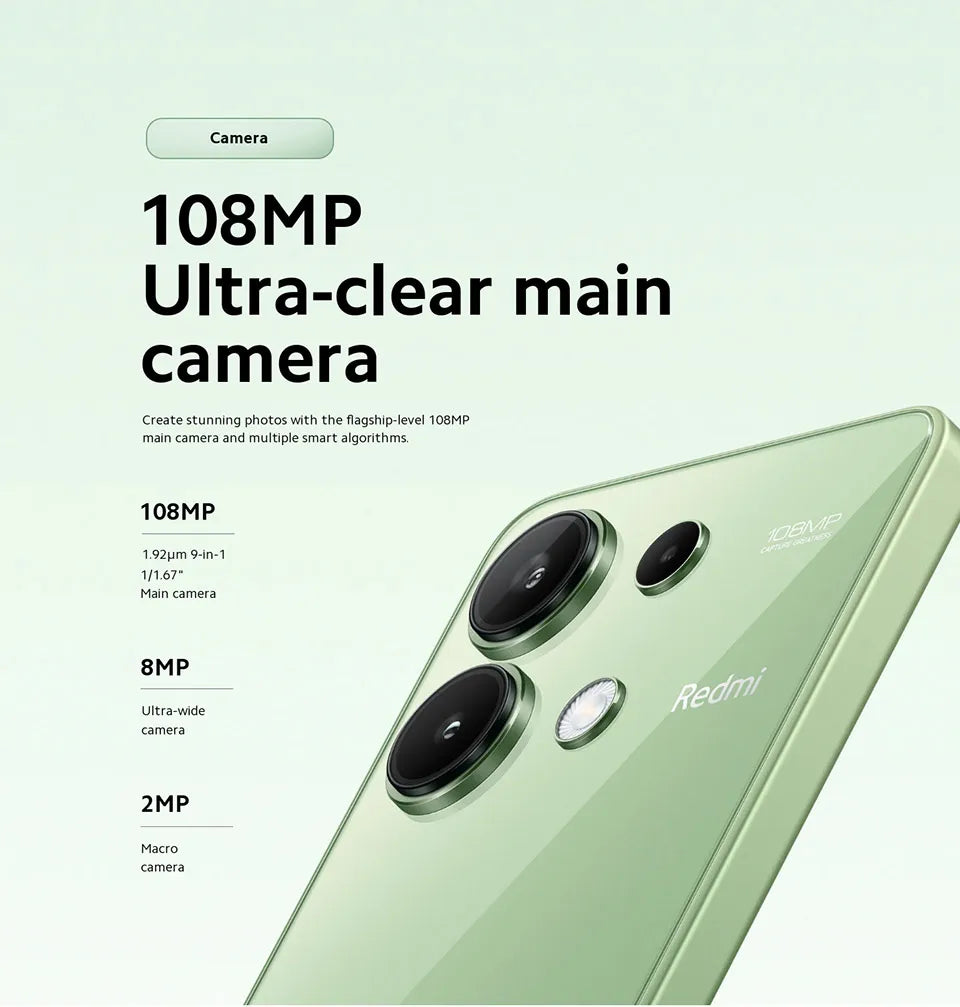 New Global Version Xiaomi Redmi Note 13 Smartphone Snapdragon 685 108MP Camera 33W Fast charge 6.67" FHD+ AMOLED display