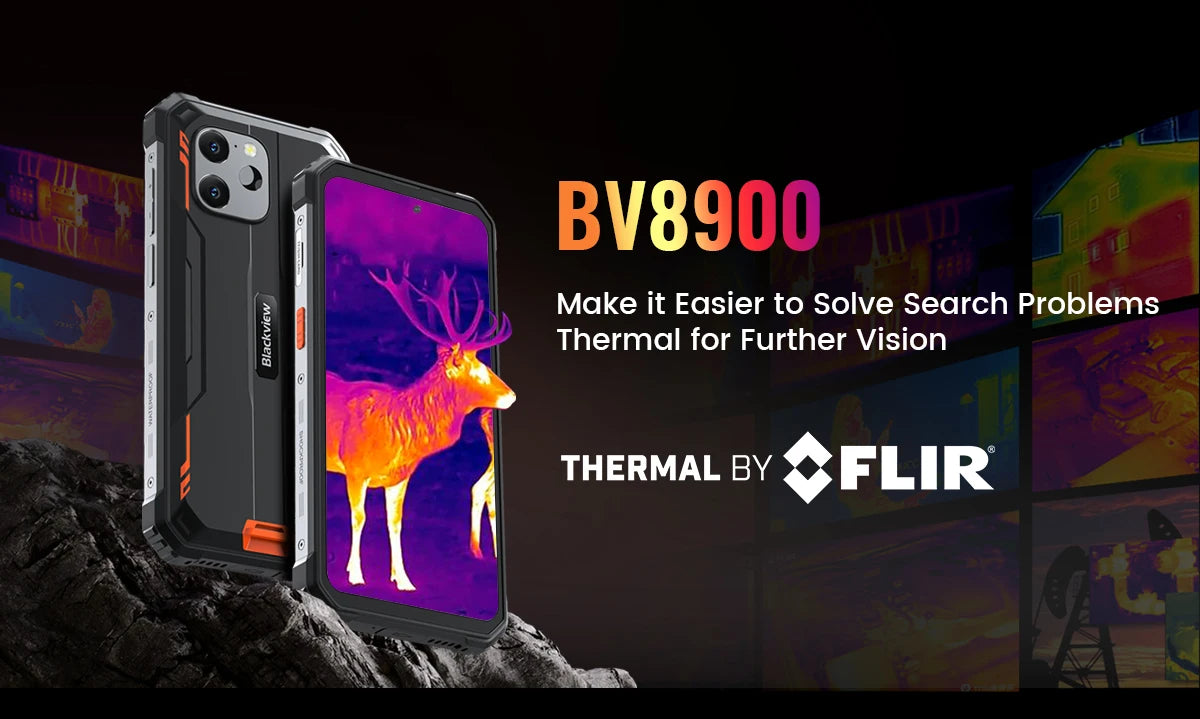 Blackview BV8900 Rugged Phone Thermal By FLIR® Camera Android 13 16GB 256 GB Mobile Phone 10000mAh 33W Fast Charge Cellphone