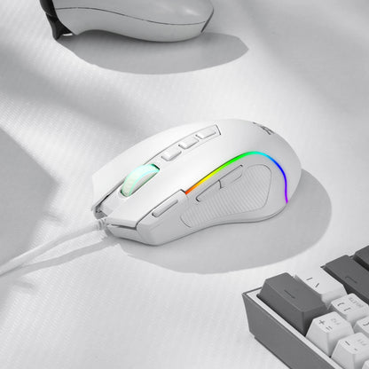 Redragon M612 Predator RGB Gaming Mouse 8000 DPI Wired Optical with 11 Programmable Buttons, White