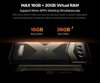 World Premiere DOOGEE V Max Plus Rugged Phone 22000mAh 36GB(16+20) 512GB 200MP Camera Phone 6.58" 120Hz Dimensity 7050 Android14