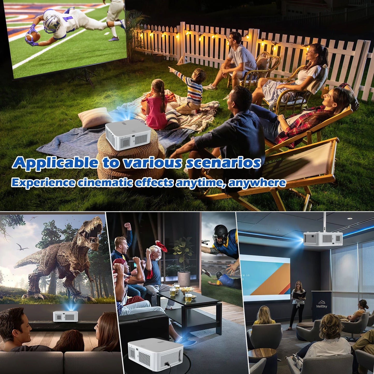 HORLAT Android LED 4K Projector 700ANSI Full HD 1080P Video Home Theater Keystone 5G WiFi 18000Lumens Portable Proyector Dolby