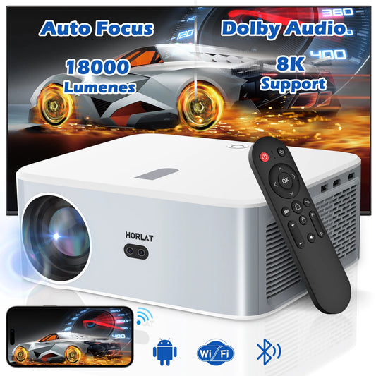 HORLAT Android LED 4K Projector 700ANSI Full HD 1080P Video Home Theater Keystone 5G WiFi 18000Lumens Portable Proyector Dolby