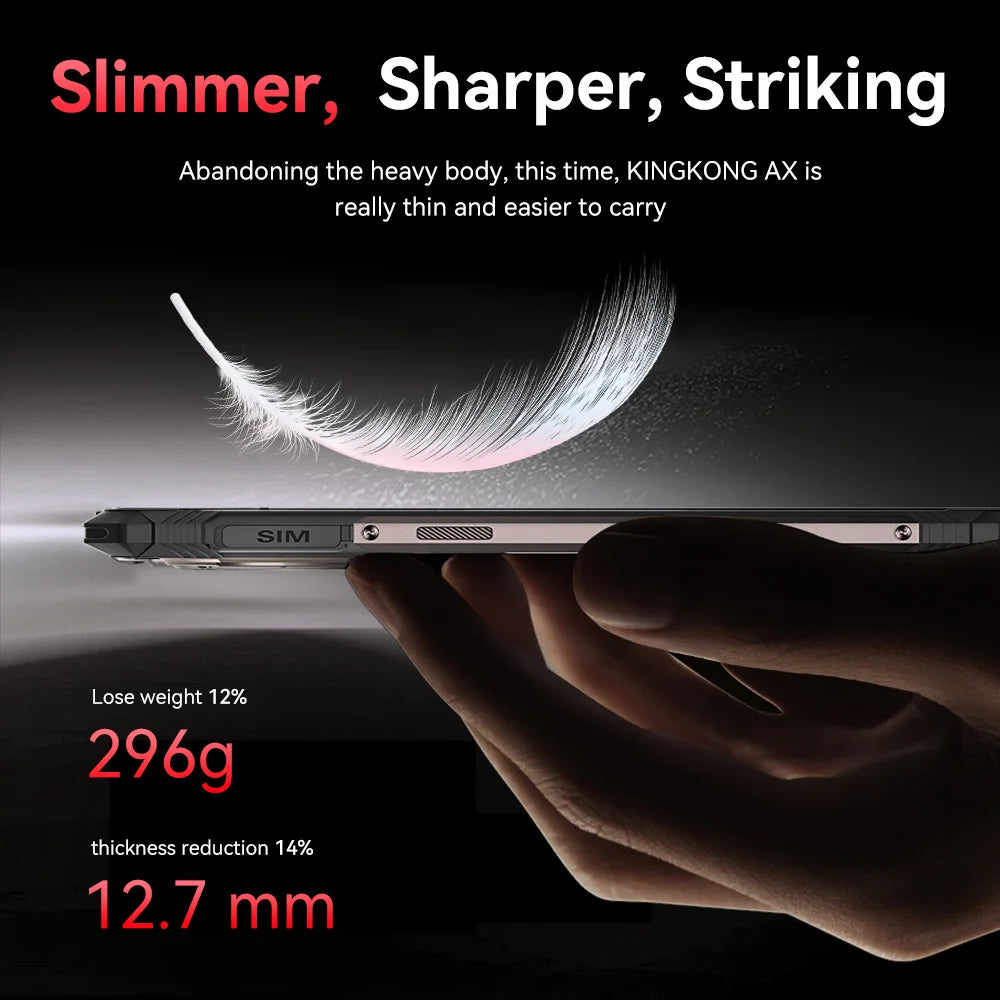 Cubot KING KONG AX, Ultra-thin Rugged Smartphone Android 14, 120Hz Screen, Helio G99, 24GB RAM(12+12GB), 256GB ROM, 100MP, NFC