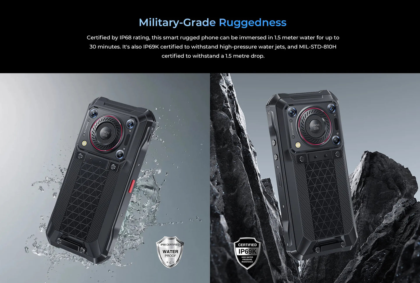 Oukitel WP33 Pro 5G Rugged Smartphone 22000mAh 6.6" FHD+ Cell phone 24GB 256GB Mobile Phone 64MP Camera 33W Dimensity 6100+