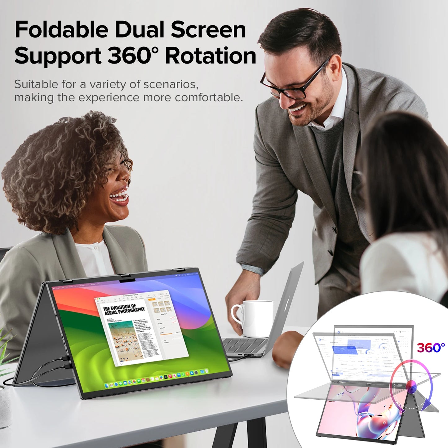 UStation Δ / Delta Plus Stacked Monitor No Drive Required Laptop Dual Screen Folding 18.5" With USB C Mini HDMI For PC Mac Phone