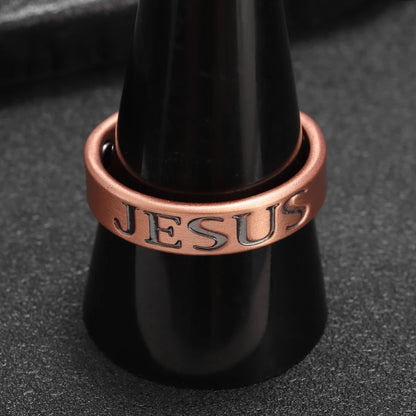 Classic Christian Jesus Letter Open Loop Magnetic Energy Healing Ring Women\'s Men\'s Health Jewelry