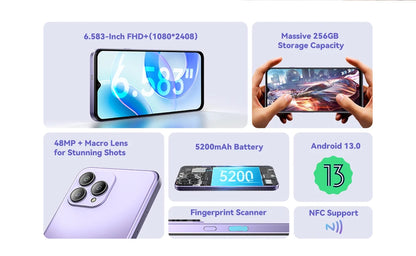 Cubot 2023 New Global Version Smartphone P80, Android 13 Phone, 8GB RAM, 256GB/512GB ROM, NFC, 6.583" Large Screen, 48MP Camera