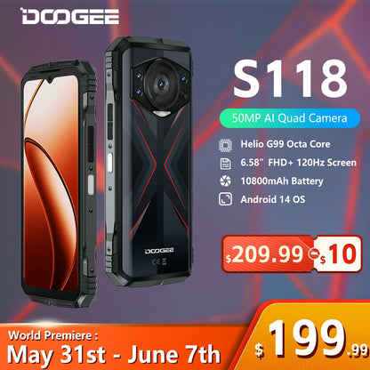 [World Premiere] DOOGEE S118 Rugged Smartphone 20GB(8GB+12GB Extended)  512GB 6.58" FHD+ Screen 50MP Camera Android 14 Cellphone