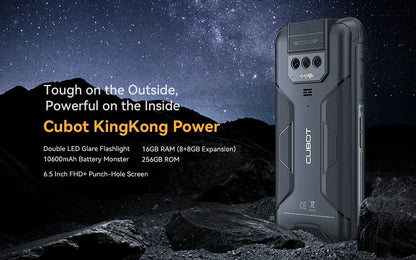 Cubot Waterproof Rugged Android Smartphone King Kong Power, 8GB+256GB, 10600mAh, 33W Fast Charge, NFC, 6.5" FHD+, Global Phone