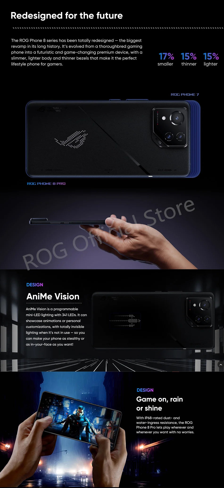 ASUS ROG Phone 8 Pro 5G Smartphone Snapdragon 8 Gen 3 6.78'' 165HZ AMOLED Display Gaming Phone 5500mAh 65W Charge 50MP NFC