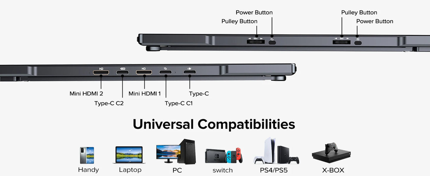 UStation Δ / Delta Plus Stacked Monitor No Drive Required Laptop Dual Screen Folding 18.5" With USB C Mini HDMI For PC Mac Phone