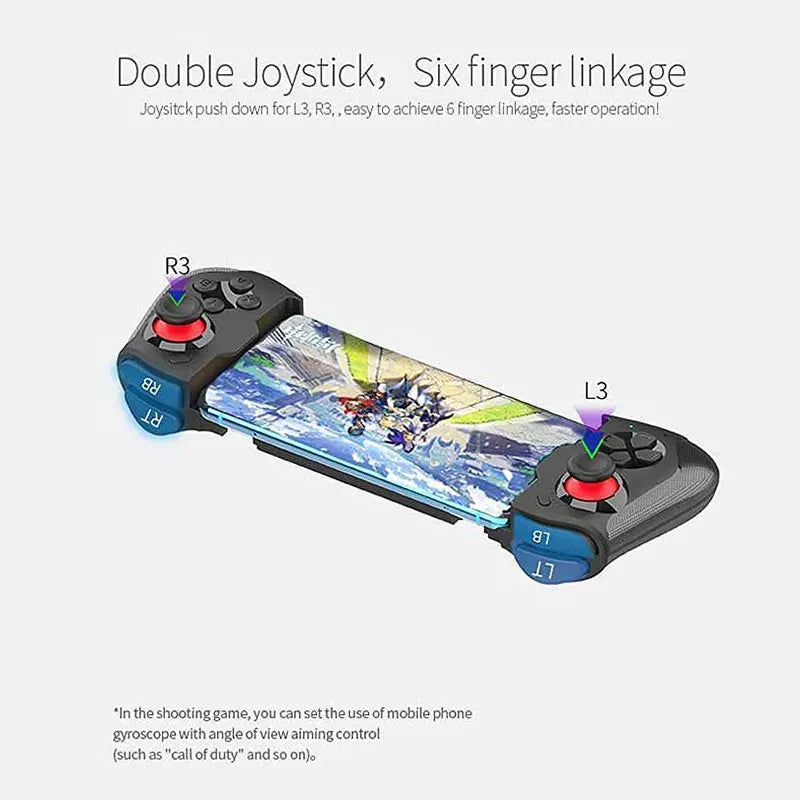 Mobile Phone Controller for iPhone/Android/Steam Wireless Gamepad Bluetooth Gaming Controle Stretch Game Handle Joystick for PC