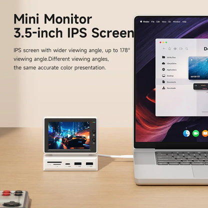 Hagibis 3.5inch IPS Mini Screen AIDA64 Mini PC CPU RAM HDD Data Monitor Display Sub Screen with USB C Hub for Laptop PC MacBook