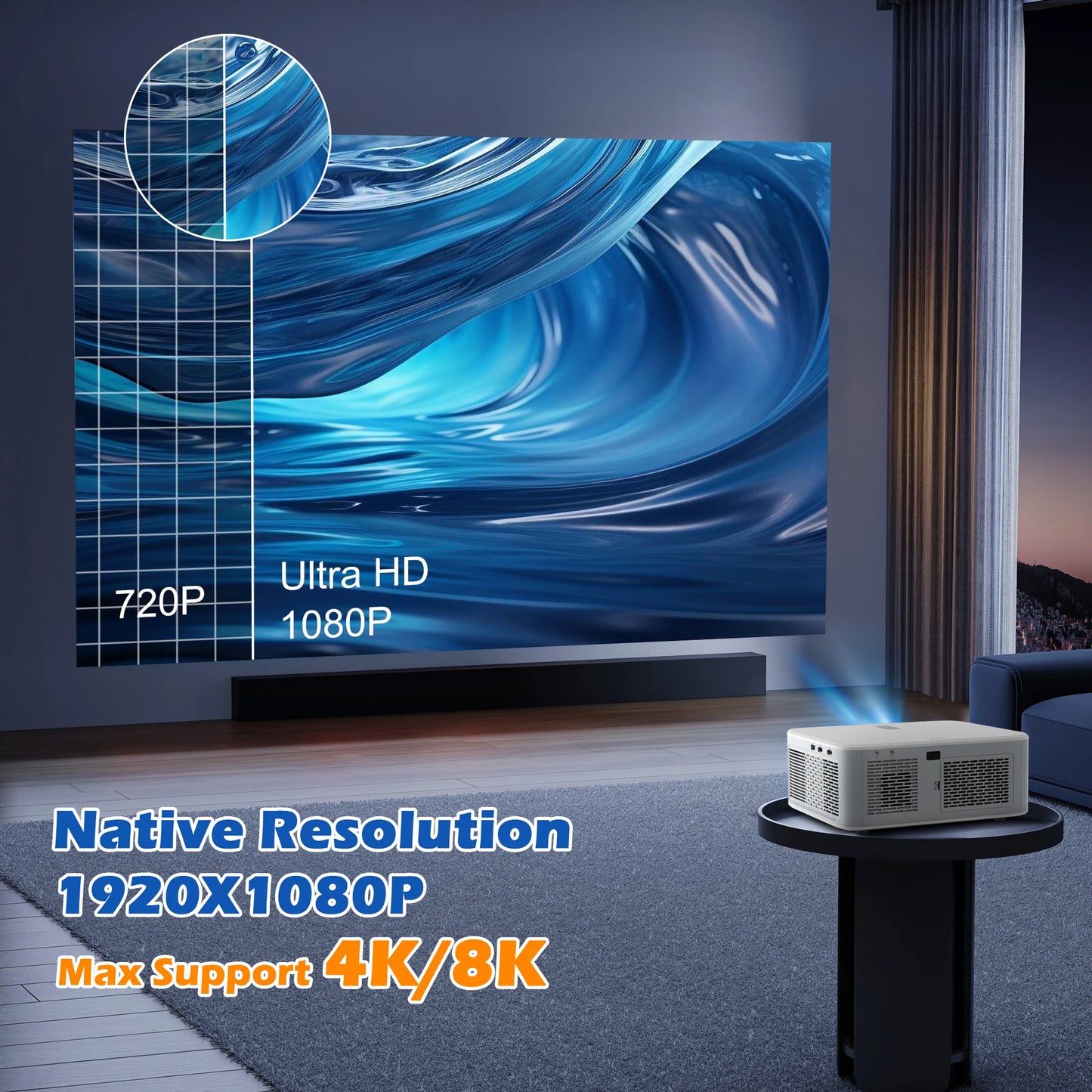 HORLAT Android LED 4K Projector 700ANSI Full HD 1080P Video Home Theater Keystone 5G WiFi 18000Lumens Portable Proyector Dolby