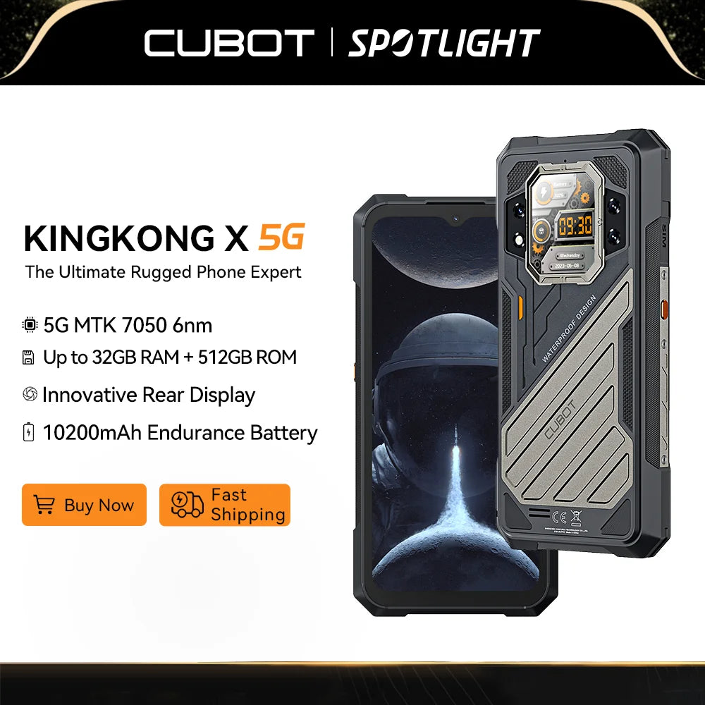 Rugged Smartphone 5G CUBOT KINGKONG X, Up to 32GB RAM+256/512GB ROM,120Hz Screen, 10200mAh,  WiFi 6,Add to Cart