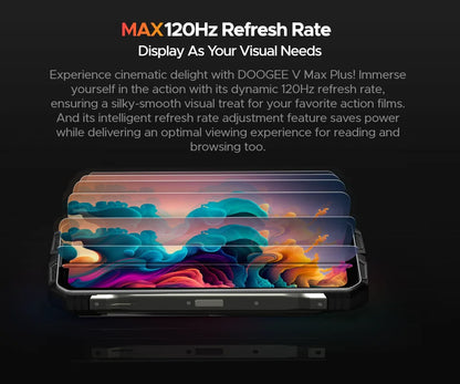 World Premiere DOOGEE V Max Plus Rugged Phone 22000mAh 36GB(16+20) 512GB 200MP Camera Phone 6.58" 120Hz Dimensity 7050 Android14