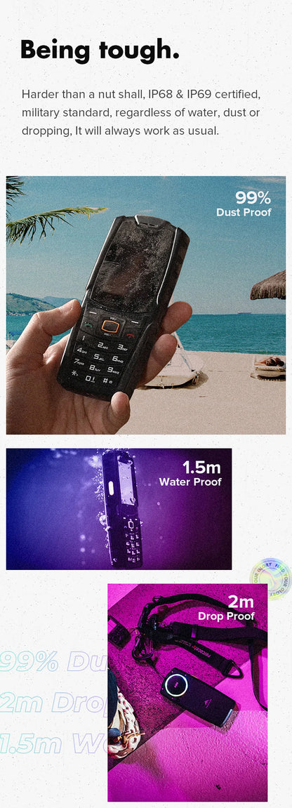 AGM M6 Rugged Phone - Loud 103dB Speaker, 2.4" Screen, 4G Dual SIM, 2500mAh Battery, BT5.1, FM Radio, IP68/IP69K-Senior-Friendly