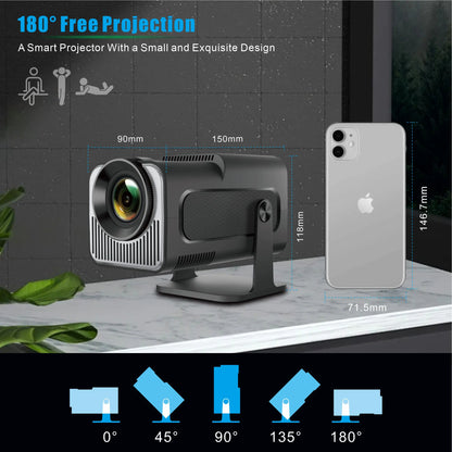 Salange HY320mini Smart Projector Android 11.0 Portable WIFI Bluetooth Home Cinema 720P for SAMSUNG Apple Outdoor 1080P 4K Movie